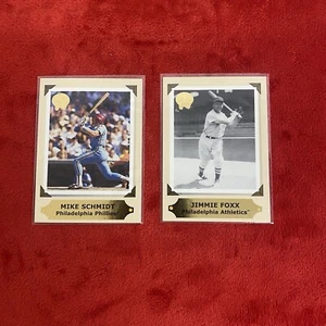 Lot Of 2 2001 Fleer Greats of the Game Retrospection Mike Schmidt Jimmie Foxx - Picture 1 of 6