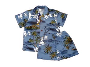 Palmwave Hawaii Boys Size 4 Blue Hawaiian Islands Shirt Shorts Set NWT - Picture 1 of 9