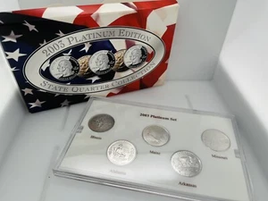 2003 PLATINUM MINT EDITION STATE QUARTER COLLECTION IL, AL, AR, ME, MI with COA - Picture 1 of 6