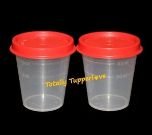 Tupperware Midgets Set of 2 Containers 2 oz. Red & Sheer Little Tupper Minis NEW - Picture 1 of 2