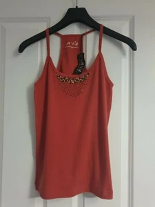LA VIE PAPRIKA BURNT ORANGE RIBBED COTTON EMBELLISH BEAD STRAPPY VEST TOP 10/12 - Picture 1 of 3