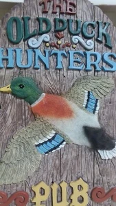 Vtg The Old Duck Hunters Pub Wall Art Plaque Cabin Man Cave Decor Rustic Look GC - Picture 1 of 9