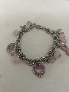 Breast Cancer Awareness Charm Bracelet - Picture 1 of 6