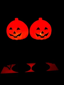 2 Halloween JACK O LANTERN PUMPKIN Vintage Style Plastic Candle Sticks Plug In - Picture 1 of 12