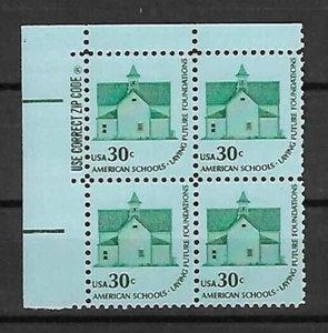 US American Schools Americana Series 30c Stamp Zip Block of 4 Scott #1606 - Picture 1 of 1