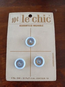 Vintage LeChic Button Light Blue with embossed GOLD Western Germany - Picture 1 of 4