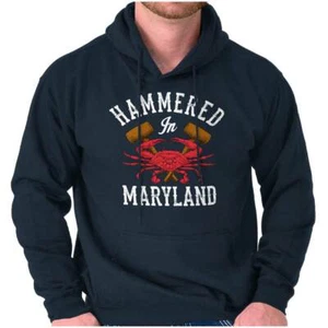 Maryland Crab Hammered Funny Party Vacation Hoodie Hooded Sweatshirt Men Women - Picture 1 of 10
