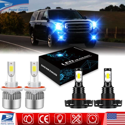 8000K For GMC Yukon 2007 - 2014 LED Headlight Hi/Lo+Fog Light Bulbs 4x Combo Kit - Image 1 of 4