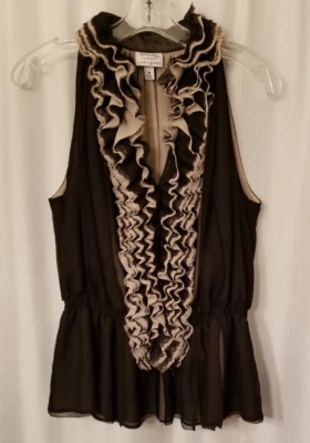 Top para mujer Robert Rodriguez Neiman Marcus diseño con volantes borde crudo talla mediana Foto 1 de 4