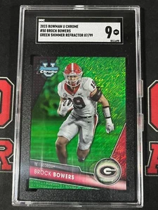 Brock Bowers 2023/99 Green Shimmer SGC 9 RC UGA BOWMAN U CROMO RAIDERS 87 *CCB - Imagen 1 de 2