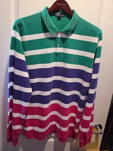 Polo Ralph Lauren Classic Knit Longsleeve weiß grün lila rot 1994 Herren (XL) - Bild 1 von 12