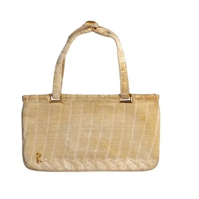 ROBERTA DI CAMERINO- 1970s Ivory Velvet Purse - Image 1 of 4