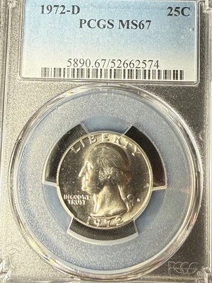 1972 D Washington quarter MS67 PCGS - Image 1 of 2