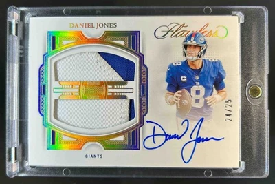 2022 Panini Flawless Daniel Jones Dual Patch Auto Autograph #24/25 Giants - Image 1 of 2