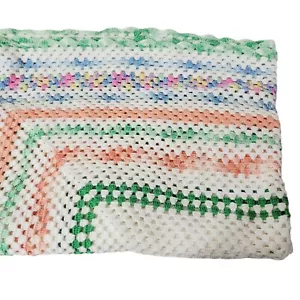 Handgehäkelte Tischdecke Pastellfarben Quadratisch 40" Quadratisch 1965 passt Kartentisch - Bild 1 von 6