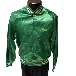 Vtg 80's Westark USA SHINY Green Bomber AME 1989 State Champions SATIN Jacket M - Picture 1 of 8