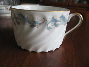 vintage porcelain Limoges France large cup white & blue gold trim 4" in wide