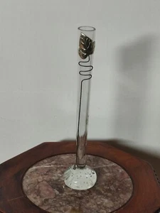 PORTA fiori in cristallo con bolle lungo con fiore argento - Bild 1 von 11