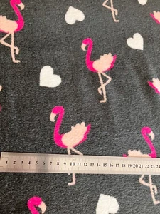 5.8m Cuddle Fleece Fabric Double Sided Reversible Flamingo and Hearts - Picture 1 of 2