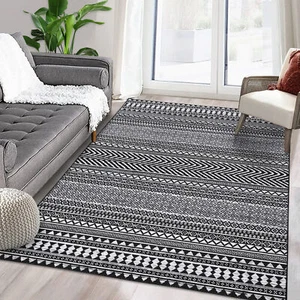 Boho Geometric Area Rug Stain Resistant Non-Slip Area Mat Home Machine Washable - Picture 1 of 26