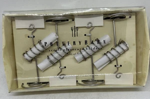 NEW Set Of 4 Pottery Barn Scroll Place Card / Menu Holders NOS Unique - Picture 1 of 5