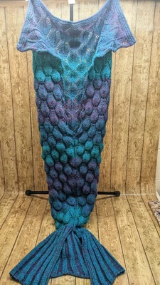 Manta de abuela tejida a mano manta de sirena divertida hecha en casa Foto 1 de 4