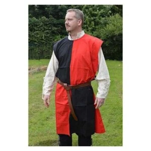 Mens Tunic Medieval Surcoat Chase Pattern Costume Yellow & Red Reenactment LARP - Picture 1 of 22