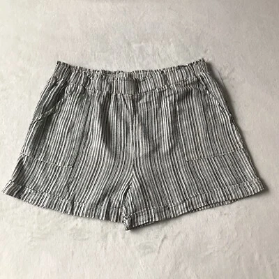 Pantalones Cortos Time & Tru Para Mujer Negro Blanco Cintura Elástica Mezcla Lino XXL Cintura 40" NUEVO Foto 1 de 4