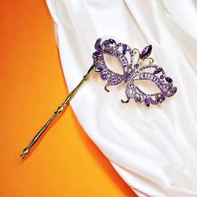 Máscara de bola de máscara roxa, máscara de bastão teatral, máscara de casamento dourada, máscara de formatura - Imagem 1 de 4