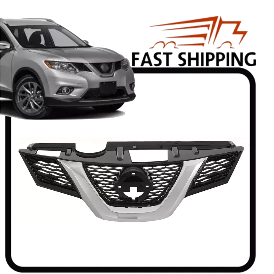 Chrome With Black Front Grille Upper Bumper Grill For Nissan Rogue 2014-2016 - Image 1 of 4