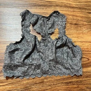Felina Lingerie Gray Racerback Lace Bralette Women's Size Medium Lightweight - Picture 1 of 6
