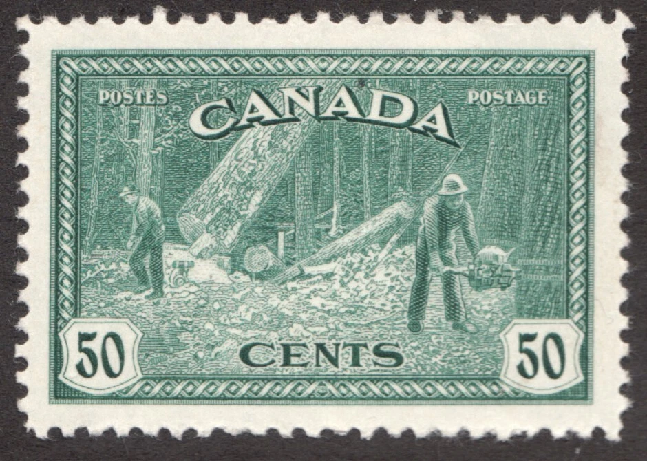 1946 Canada Sc# 272 - Logging in British Columbia - MH stamp  - Image 1 of 1