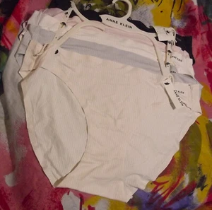 5 NEW ANNE KLEIN AK17175 SOFT MICROFIBER NO PANTY LINES BIKINI PANTIES L - Picture 1 of 2
