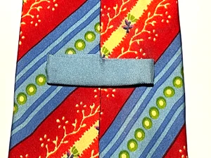 CHRISTIAN LACROIX Silk Tie Red And Blue Stripe Pattern - Picture 1 of 3