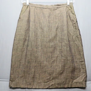 VTG BRIAN DAVID CANADA WOVEN BROWN LINED KNEE HIGH SKIRT W/ POCKETS SIZE 16 - Picture 1 of 10