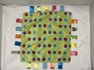 Taggies Baby Security Blanket Fleece Lovey 12x12 Polka Dot Green Orange - Picture 1 of 5