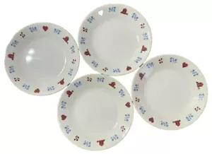 Corelle HOMETOWN Bread Butter Plates 6 1/4" Penn Dutch Blue Red Rim Lot of 4 - Picture 1 of 7