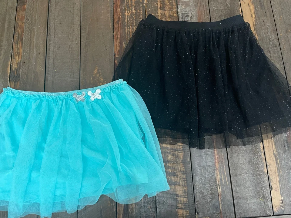Niñas Talla 8 Negro Brillo Tutú Falda y Verde Azulado Skort  Foto 1 de 4