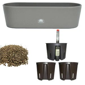 Set6 6 teilig Kunststoff Flori Pflanzschale dunkelsilber für Erdpflanzen - Bild 1 von 16