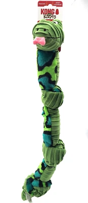 KONG Knots Snake Green Low Stuff Squeaky Dog Tug Toy 24" - Image 1 of 4
