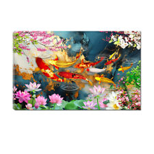Wall Art Home Decor Canvas Prints Abstract Koi Fish Painting Flower Pictures