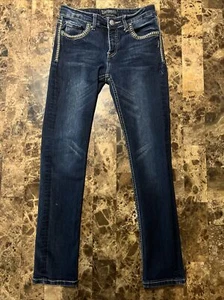 Silver Jeans Girls Sasha Size 14 Skinny Adjustable Waist Dark Wash - Picture 1 of 7