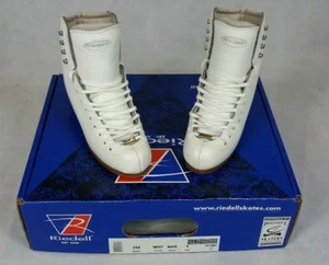 Riedell 25TS White Figure Skate - Box 4, UK 2 1/2, Narrow Width Ice Skates New - Picture 1 of 6