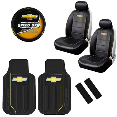 9pcs Chevy Elite Logo Car Truck Seat Covers Floor Mats Steering Wheel Cover Set Foto 1 de 4