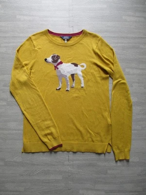 Jersey Joules Mujer Talla UK 8 Amarillo Miranda Terrier Perro Mostaza Tejido Fino Foto 1 de 4