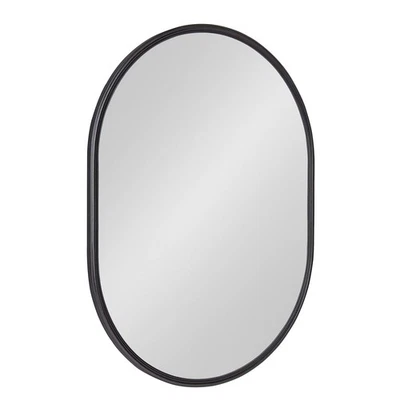 Caskill Modern Oval Mirror, 18" x 24", Black, Capsule-Shaped Accent Mirror fo... - Image 1 of 4