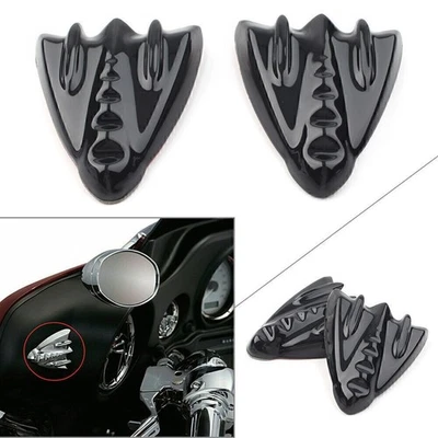 2x Black Inner Fairing Mirror Block Off Cover Plates For Harley FLH 06-13 - Image 1 of 4