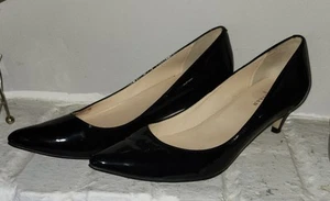 Cole Haan NikeAir Shoes Pumps Sz 6B Black Patent Leather Kitten Heel - Picture 1 of 4
