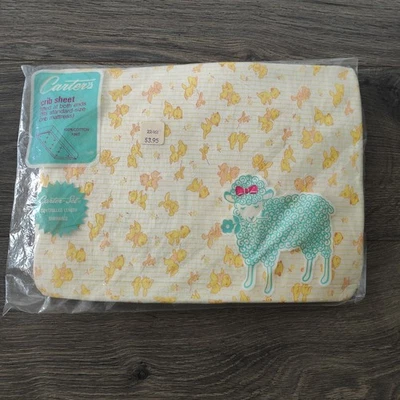 Sábana bajera ajustada vintage Carters bebé conejitos género neutro 100 % algodón nueva de stock Foto 1 de 4