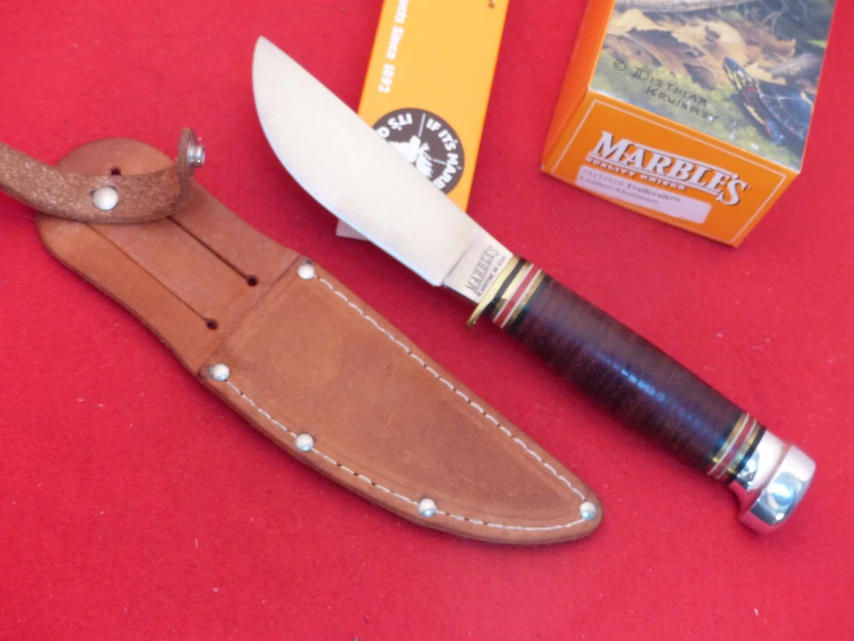 Marbles Gladstone США Trailcraft новом в коробке фиксированное лезвие кожаный/алюминиевый нож - Изображение 1 из 4